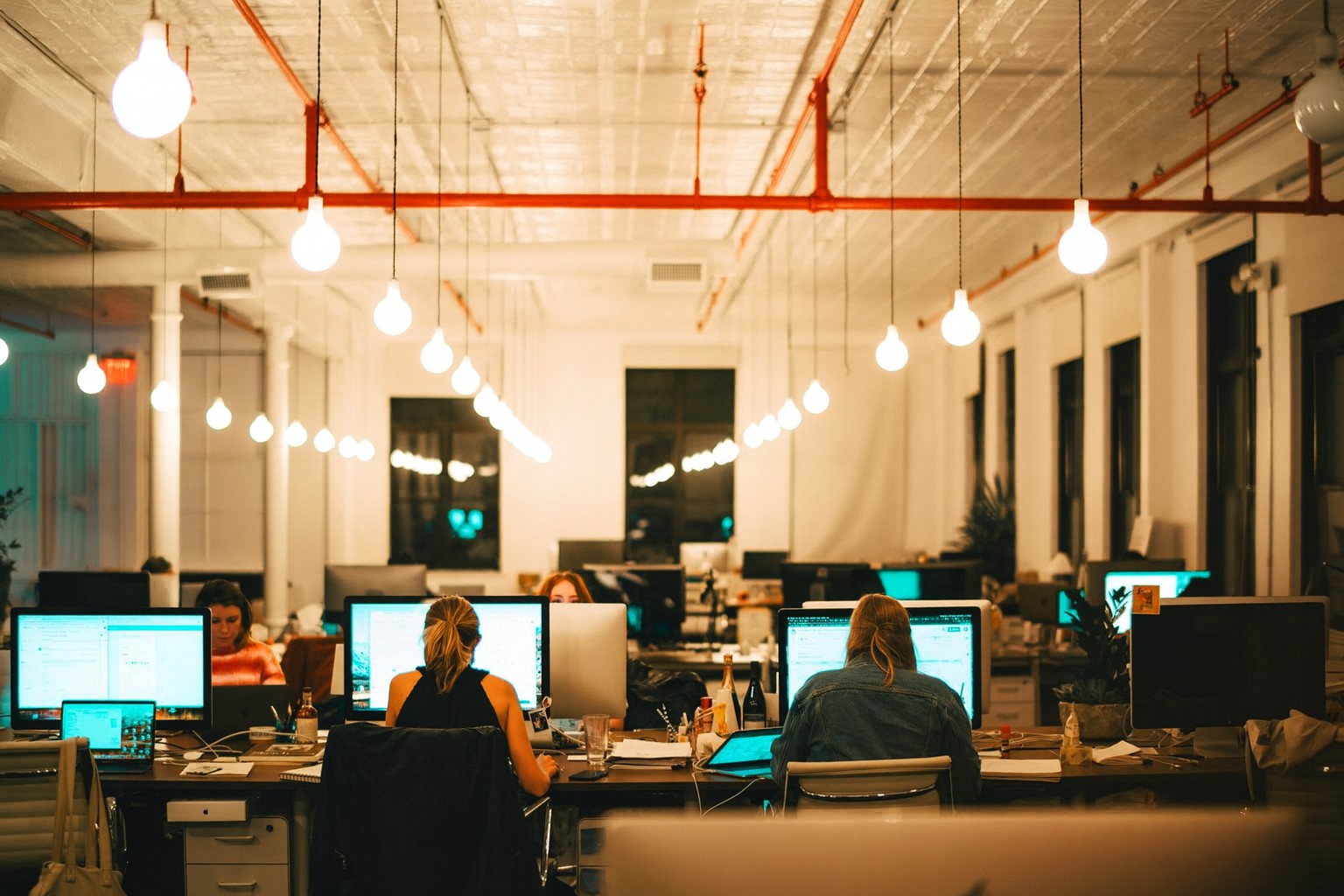 Professional business team collaborating in a modern European office