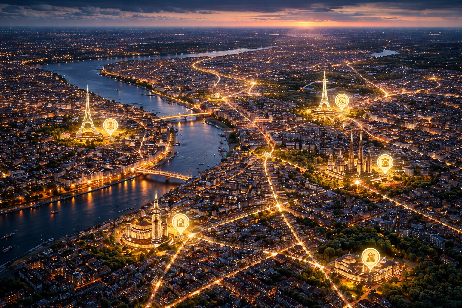 Aerial view of European city representing pan-European business coverage