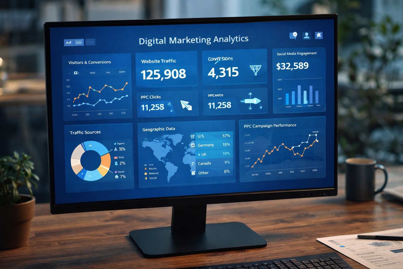 Digital marketing analytics dashboard showing B2B campaign performance